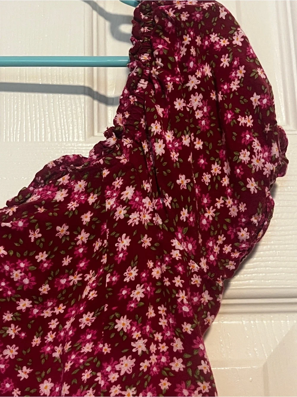 Old Navy Burgundy Floral Smocked romper Size 8